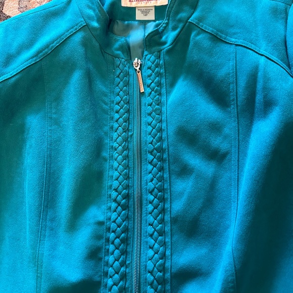 ALLISON DALEY PETITE JACKET LOOKS LIKE SUEDE 14 P PETITE TURQUOISE - Picture 3 of 6